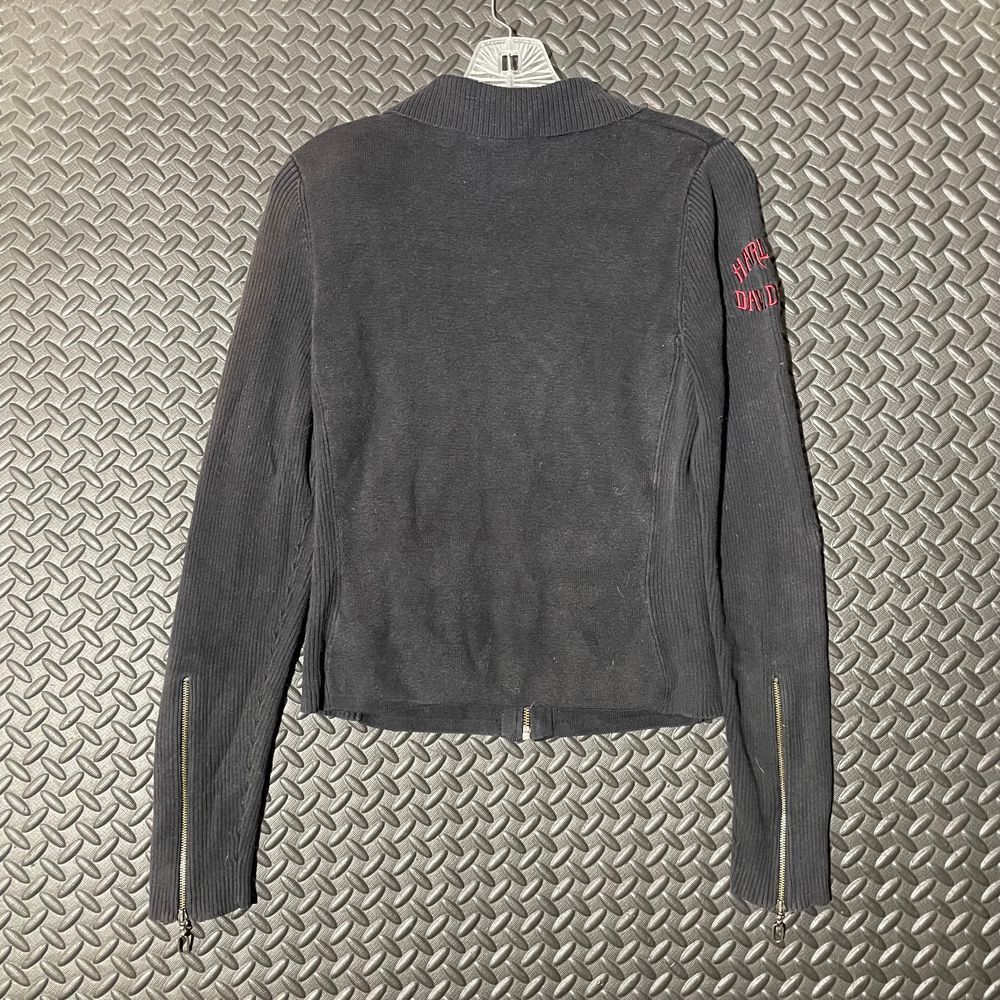 Vintage Harley Davidson‎ Biker Girl Gray Full Zip Fleece Sweater Women's Size M - Picture 2 of 9